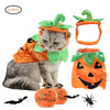 Halloween Pet Cats Costume Props Creative Pumpkin Shape Green Leaf Decoration Cosplay Clothing Holiday Garment Supplies