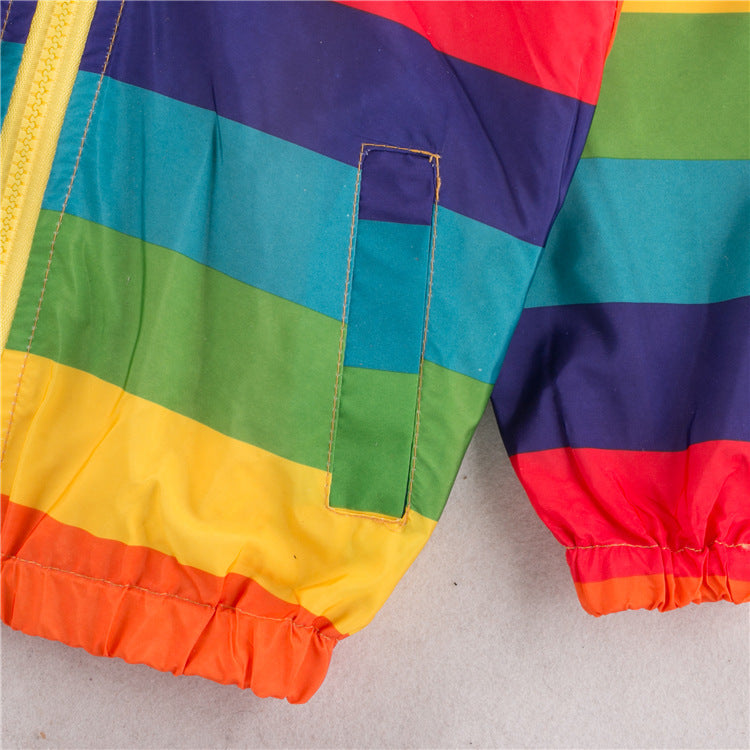 Rainbow Jacket Zipper Hooded Jacket For Kids