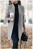 Fashion Solid Color Stand-Up Collar Woolen Blazer