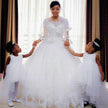 Trailing Wedding Dress White Lace Plus Size Short-sleeved Dress