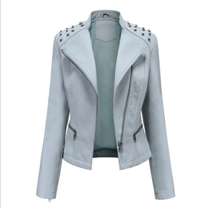 New Slim Women'S Leather Jacket Women'S Slim Thin Jacket Ladies Motorcycle Suit