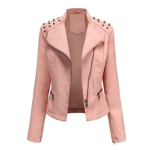 New Slim Women'S Leather Jacket Women'S Slim Thin Jacket Ladies Motorcycle Suit