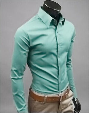 Business Shirt Fashion Candy Color Men's Casual Long-Sleeved Shirt