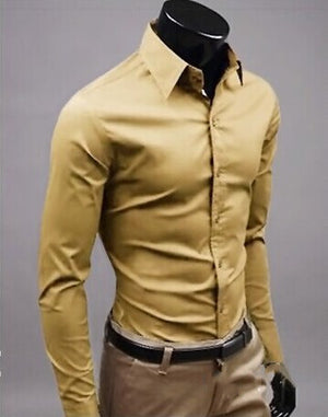 Business Shirt Fashion Candy Color Men's Casual Long-Sleeved Shirt