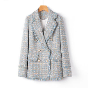 Tweed Suit Female Light Mature Retro Short Lapel Top, Lady's Small Fragrance Jacket