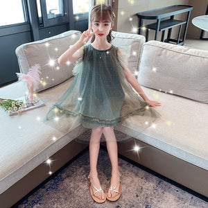 Western Style Girl Princess Dress Net Celebrity Big Kids Net Gauze Dress