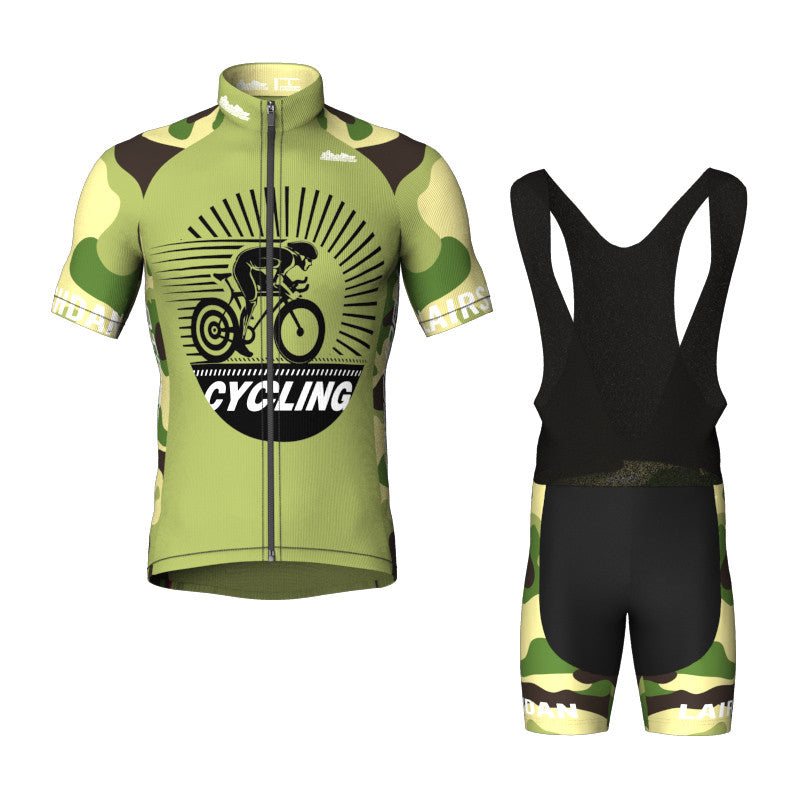 Short-sleeved Bib Cycling Clothes Suit Bicycle Men And Women Moisture Wicking Outdoor Clothes