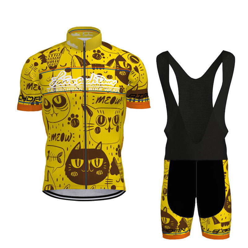 Short-sleeved Bib Cycling Clothes Suit Bicycle Men And Women Moisture Wicking Outdoor Clothes