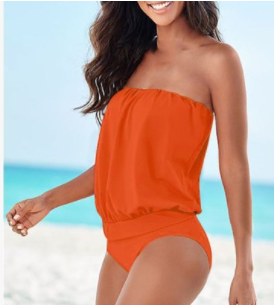 Solid Color Multi-code Tube Top Strapless Shoulders Swimsuit