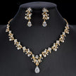 Golden Zircon Jewelry Set Bridal Necklace Earrings Wedding Two-piece Set