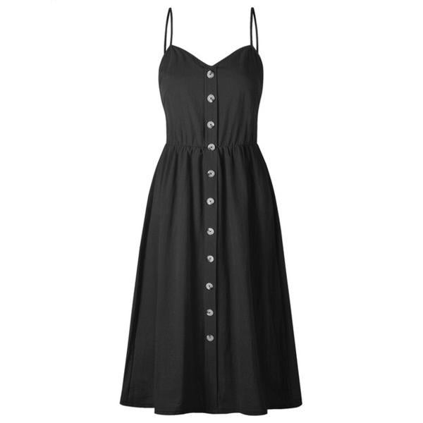 Suspender Button Pocket Halter Dress