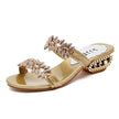 Rhinestone non-slip mid-heeled sandals