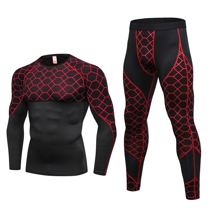 Men's Compression Run jogging Suits Long t shirt And Pants 2pcs