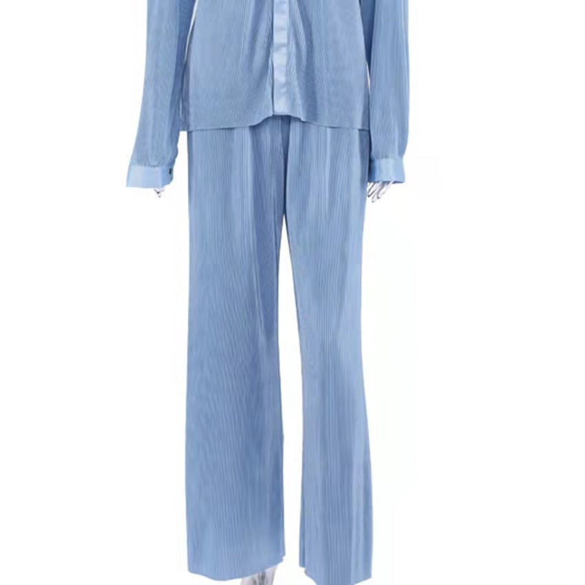 New Autumn And Winter Pleated Shirt  Pleated Trousers Suit