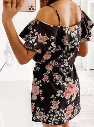 Fashion  Sling Floral Waist Dress