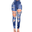 Alpscommerce hole jeans trousers feet high waist pants