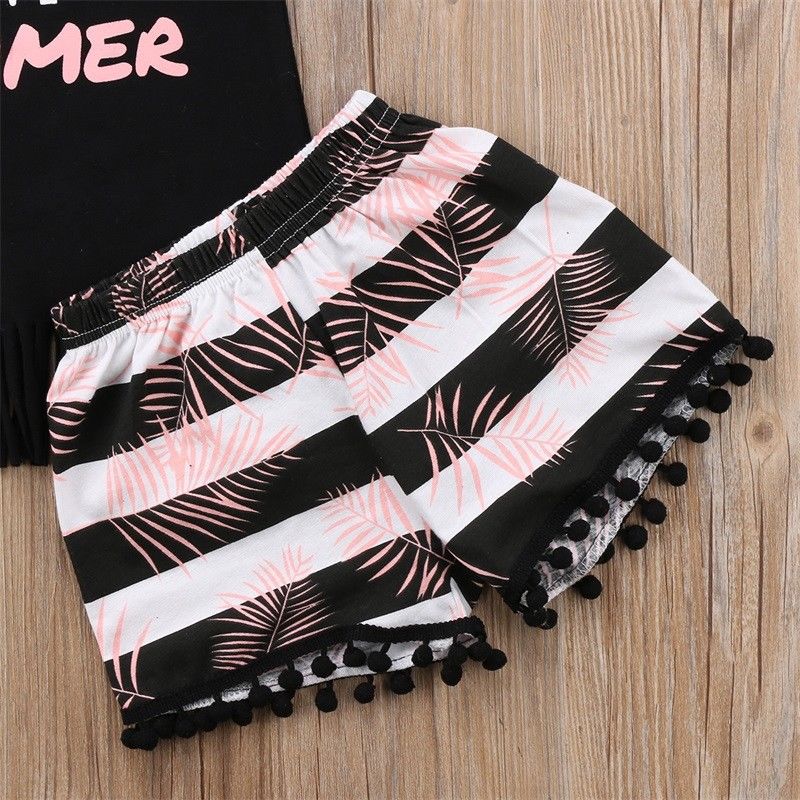 Printed fringed hem vest shorts kids cover