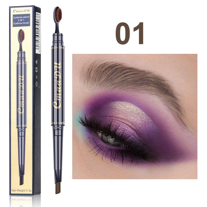 Toothbrush head double eyebrow pencil