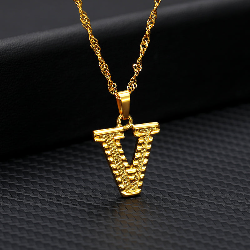 26 letters gold-plated pendant necklace