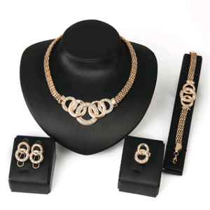 Necklace Earrings Bracelet Ring Jewelry Set 18K Jewelry Four-piece Set