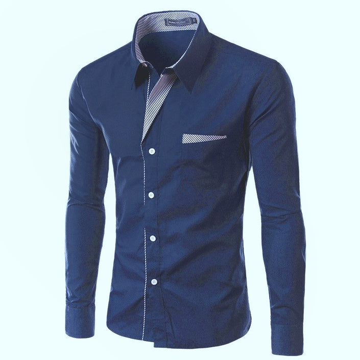 Striped Decoration Mens Shirts