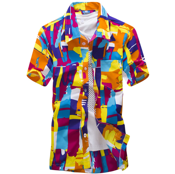 Summer beach shirt men's casual loose short-sleeved shirt