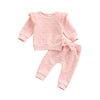 Valentine 2 Pieces Kids Suit Set Solid Color O-Neck Long Sl