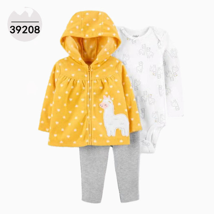 Hooded Long Sleeve Jacket Bodysuit Three Piece Kids' Suit