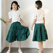 Korean Version Of Morandi Culottes Set Women's Big Kids Casual Pants Set