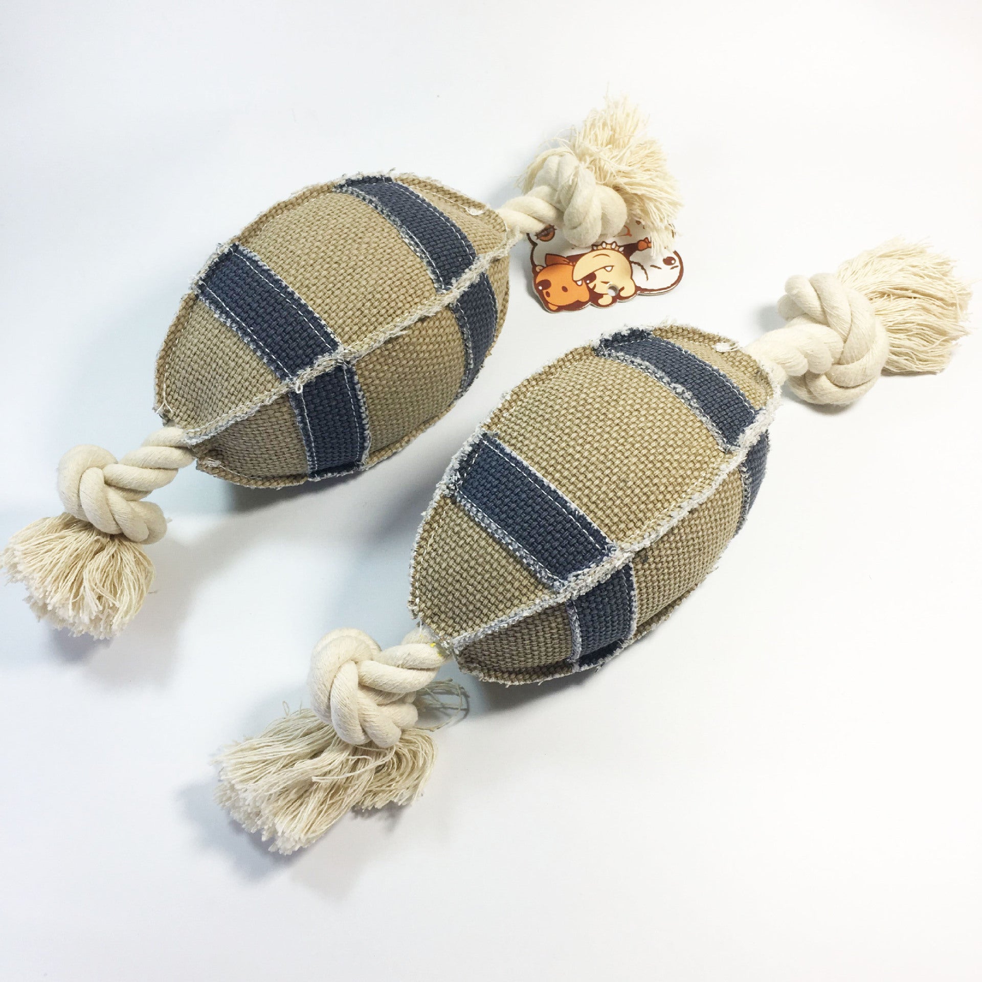 Linen Cotton Rope Dog Toys Bite Resistant Rugby Training