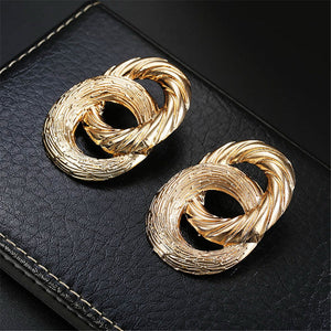 New Exaggerated Big Stud Earrings for Women Circle Round Alloy Earrings Wedding Party Gift