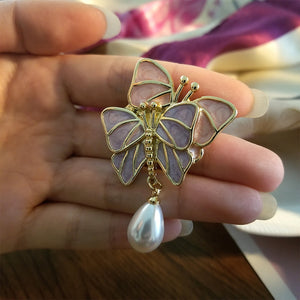 Simple Butterfly Pearl Earrings Alloy Butterfly Pearl