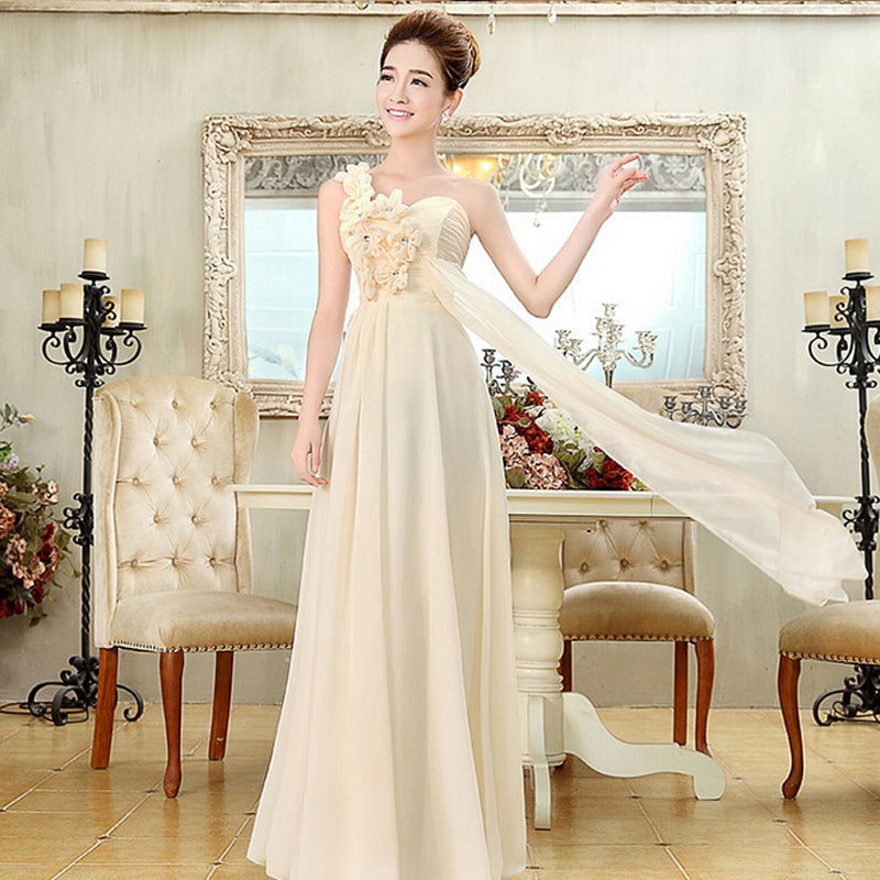 wedding toast clothing evening dress dinner dress host bridesmaid dress bride dress long section