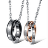 Double circle pendant men and women couple jewelry Zircon titanium steel pendant