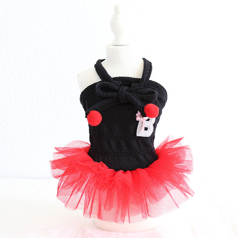 Pet Dog Cat Colorful Ball Bow Suspender Skirt