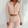 Women Hooded Long Sleeve Slim Sports Casual Suit