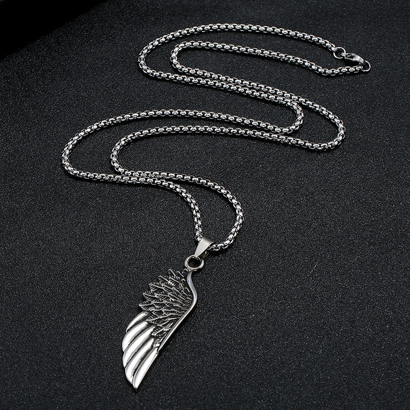 Hip-hop personality trendy brand men's feather necklace