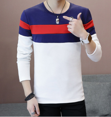 Male teen stitching slim bottoming shirt