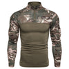 Camouflage panel zipper T-shirt