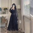 Women's Temperament Fashion V-neck Long-sleeved Waist-skimming Dress