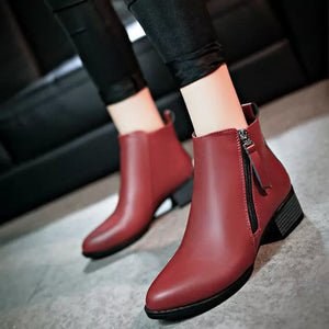 Women Shoes Vintage Fashion Ankle Boots Women Boots Side Zipper Shoes WE/36