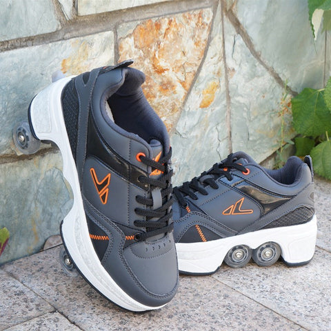 Four wheeled tiktok shoes for men and women pulley