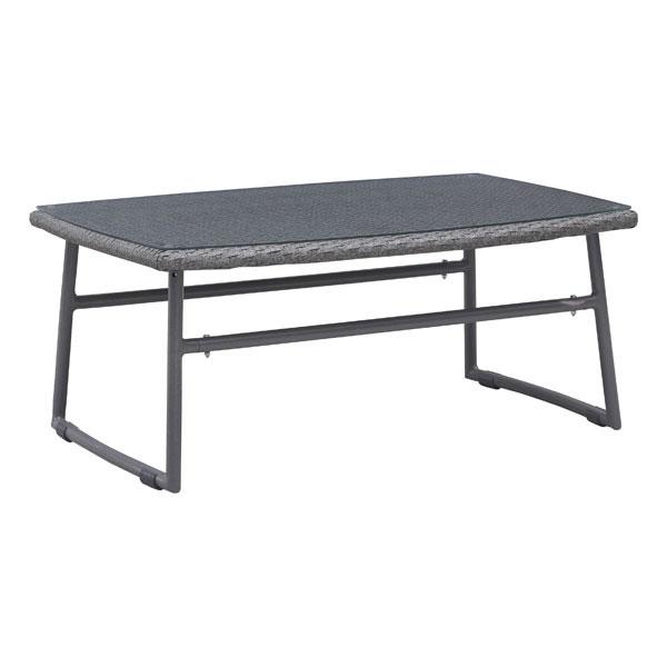 Rectangular Grey Finish Tempered Glass Coffee Table with Aluminum