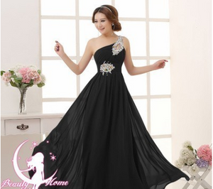 evening dress, single shoulder dinner party host, evening dress, banquet dress girl