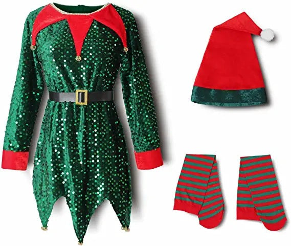 Christmas Kids Clothes Cute Sequin Elf Costumes