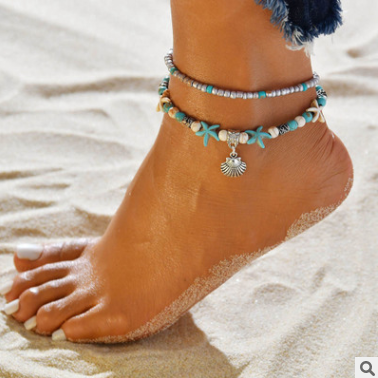 Yoga Anklet Turtle Bracelet Beach Pendant Starfish Pearl Retro Turtle Anklet