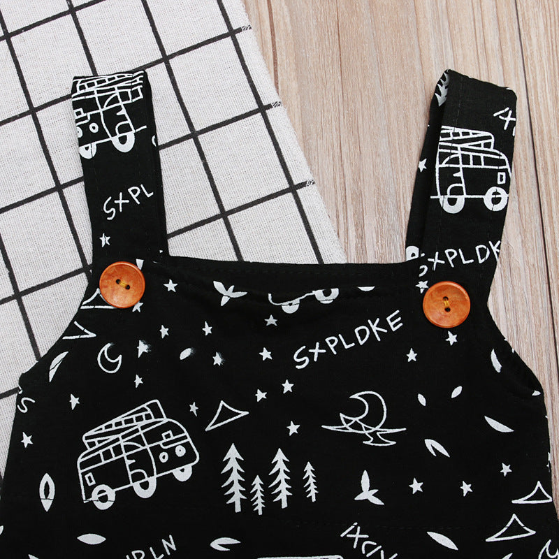 Printed Letters Jumpsuit Trendy Overalls Kids Jumpsuit