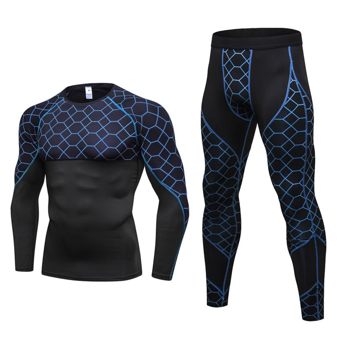 Men's Compression Run jogging Suits Long t shirt And Pants 2pcs