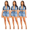 Women's Clothing Fashion Casual Denim Shorts Short Top Two-piece Set