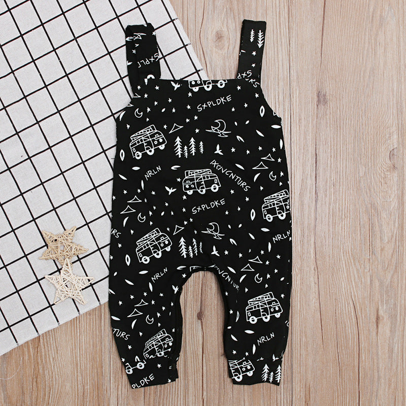 Printed Letters Jumpsuit Trendy Overalls Kids Jumpsuit